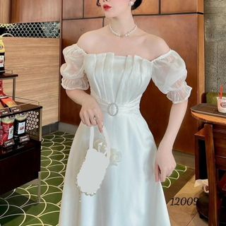 Đầm dự tiệc sang trọng, chất liệu poly 2 da cao cấp Nữ Voan