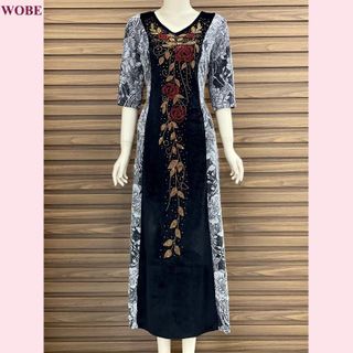 Đầm dạ hội trung niên chất nhũ kim sa co giãn cực tốt cho mẹ dự tiệc sang trọng bigsize DN17