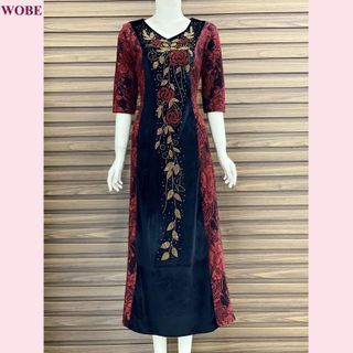 Đầm dạ hội trung niên chất nhũ kim sa co giãn cực tốt cho mẹ dự tiệc sang trọng bigsize DN17