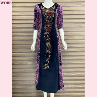 Đầm dạ hội trung niên chất nhũ kim sa co giãn cực tốt cho mẹ dự tiệc sang trọng bigsize DN17