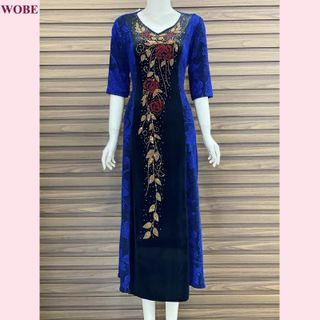 Đầm dạ hội trung niên chất nhũ kim sa co giãn cực tốt cho mẹ dự tiệc sang trọng bigsize DN17