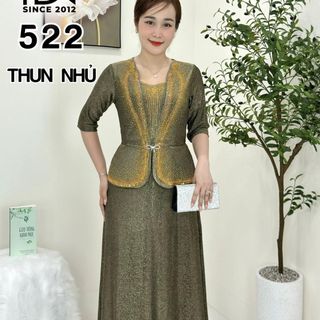 Đầm dạ hội trung niên chất thun nhũ có lớp lót, co giãn cực tốt cho mẹ dự tiệc sang trọng bigsize cao cấp M522 Nữ Dress