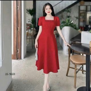 Đầm dự tiệc thiết kế dáng xoè dự tiệc chất liệu cotton lạnh, dáng xoè mềm mại, sang trong,thanh lịch HN85