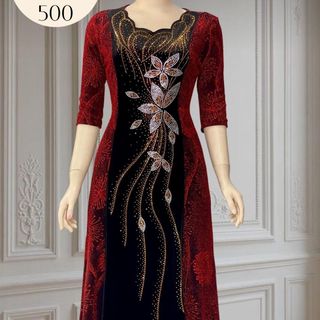 Đầm dạ hội trung niên chất nhũ kim sa co giãn cực tốt cho mẹ dự tiệc sang trọng bigsize DN10 Nữ Women