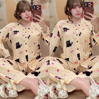 Đồ Bộ dài cotton viền cuốn bi mát lạnh ( Hàng Giá Tận Xưởng )