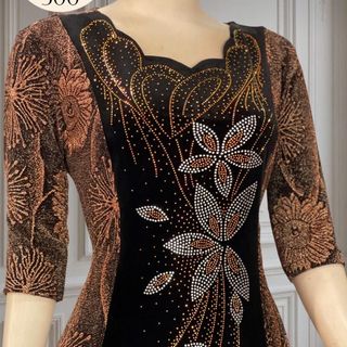 Đầm dạ hội trung niên chất nhũ kim sa co giãn cực tốt cho mẹ dự tiệc sang trọng bigsize DN10 Nữ Women