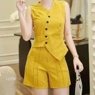 Set áo gile + quần đùi tây, chất liệu cotton lạnh mềm mại, dày dặn, set công sở thanh lịch, sang trọng HN81