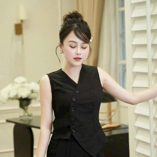 Set áo gile + quần đùi tây, chất liệu cotton lạnh mềm mại, dày dặn, set công sở thanh lịch, sang trọng HN81