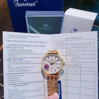 ĐỒNG HỒ NAM CHÍNH HÃNG FUNMEI F2037 DÂY THÉP NĂM MÀU FULLBOX TEM