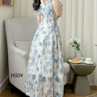 Đầm voan hoa cao cấp phong cách công sở thanh lịch, dự tiệc sang trọng A16