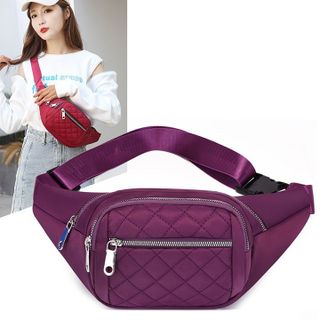 TÚI ĐEO BỤNG TL112 CHỐNG NƯỚC VẢI DÙ 2 LỚP TRẦN Ô QUẢ TRÁM SIZE 23CM - WINNIE HOUSE