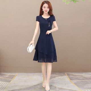 Đầm trung niên dự tiệc sang trọng cho mẹ bigsize phong cách Hàn Châu cao cấp che khuyết điểm đẹp L04 Nữ Dress