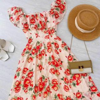 Đầm dự tiệc sang trọng cho mẹ bigsize, chất liệu voan lụa mềm mại, thiết kế dáng xòe đẹp cao cấp dự tiệc - HOA02