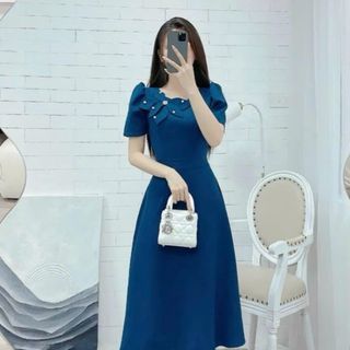 Đầm dự tiệc, công sở thanh lịch, dáng xoè che khuyết điểm, chất liệu cotton lạnh mềm mại N73