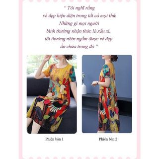 Đầm trung niên cho mẹ bigsize cao cấp dự tiệc thiết kế dáng suông đẹp sang trọng P14 Nữ Voan