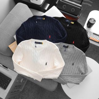 Len cổ tròn Polo Nam Nữ.  Chất len xoắn thừng xịn thêu logo ngựa.