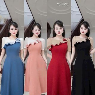 Đầm dự tiệc sang trọng, đầm công sở thanh lịch, dáng xoè che khuyết điểm, cotton lạnh mềm mại N74