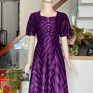 Đầm trung niên sang trọng WOBE, thiết kế cao cấp dự tiệc cho mẹ co giãn tốt đến 80kg DN13