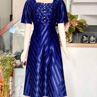 Đầm trung niên sang trọng WOBE, thiết kế cao cấp dự tiệc cho mẹ co giãn tốt đến 80kg DN13