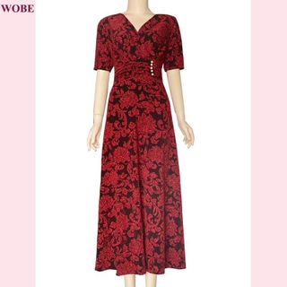 Đầm dạ hội trung niên dự tiệc sang trọng vải kim tuyến nhũ kim sa tặng mẹ co giãn bigsize 80kg DN04