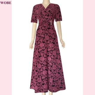 Đầm dạ hội trung niên dự tiệc sang trọng vải kim tuyến nhũ kim sa tặng mẹ co giãn bigsize 80kg DN04