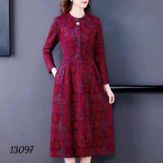 Váy trung niên sang trọng cho mẹ bigsize phong cách Hàn Quốc dáng suông che khuyết điểm tốt, chất liệu poly co giãn A22 Nữ Voan