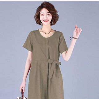 Đầm trung niên sang trong chất đũi Hàn Châu bigsize cao cấp cho mẹ dự tiệc dáng suông đẹp D215 Nữ Dress