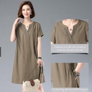 Đầm trung niên sang trong phong cách Hàn Châu bigsize cao cấp cho mẹ dự tiệc dáng suông đẹp - D182 Nữ Dress