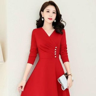 Váy đầm phong cách công sở thanh lịch, poly dày dặn co giãn bigsize HN21 Nữ Dress