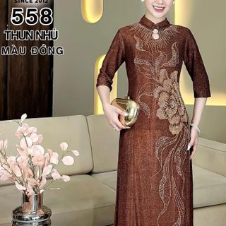 Đầm cách tân trung niên dự tiệc sang trọng vải thun nhũ cao cấp tặng mẹ co giãn tốt bigsize 75kg M558