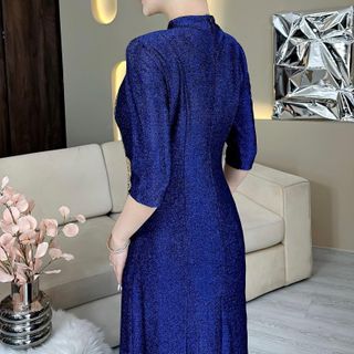 Đầm cách tân trung niên dự tiệc sang trọng vải thun nhũ cao cấp tặng mẹ co giãn tốt bigsize 75kg M558