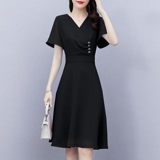 Đầm trung niên dự tiệc dành tặng mẹ, thiết kế dáng xoè sang trọng, voan lụa mềm mại - HN11 Nữ Dress