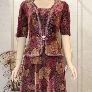 Đầm dạ hội trung niên dự tiệc sang trọng vải nhũ kim sa tặng mẹ co giãn bigsize FREESIZE TỪ 50kg đến 80kg A24