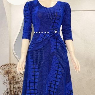 Đầm dạ hội trung niên dự tiệc sang trọng vải nhũ kim sa tặng mẹ co giãn bigsize FREESIZE TỪ 50kg đến 80kg DN21