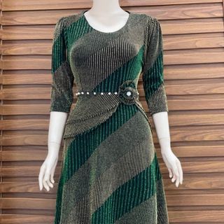 Đầm dạ hội trung niên dự tiệc sang trọng vải nhũ kim sa tặng mẹ co giãn bigsize FREESIZE TỪ 50kg đến 80kg DN20 Nữ Dress