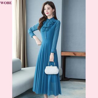 Váy trung niên cho mẹ sang trọng bigsize cao cấp dự tiệc thiết kế dáng xòe HN20