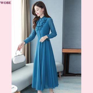 Váy trung niên cho mẹ sang trọng bigsize cao cấp dự tiệc thiết kế dáng xòe HN20