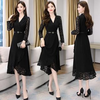 Váy trung niên sang trọng cho mẹ bigsize phong cách Hàn Quốc đuôi cá dáng xòe đẹp cao cấp dự tiệc P01