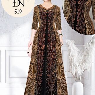 Đầm maxi dạ hội trung niên chất nhũ kim sa co giãn cực tốt cho mẹ dự tiệc sang trọng bigsize 80KG M519 Nữ Dress Women Nhung