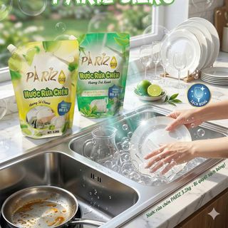 Thùng 6 Túi Nước rửa Chén Pariz Hương Sả Chanh & Hương Trà Xanh 3.2kg
