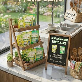 Thùng 6 Túi Nước rửa Chén Pariz Hương Sả Chanh & Hương Trà Xanh 3.2kg