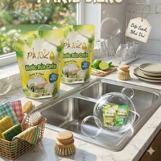 Thùng 6 Túi Nước rửa Chén Pariz Hương Sả Chanh & Hương Trà Xanh 3.2kg