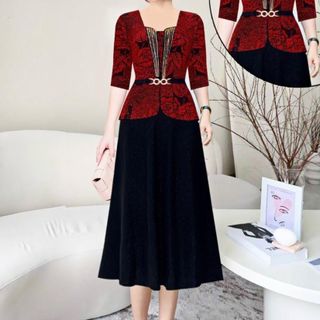 Đầm dạ hội trung niên chất liệu nhũ co giãn cực tốt. cho mẹ dự tiệc sang trọng bigsize M509 Nữ Women Dress