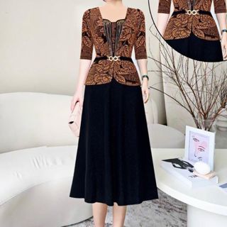 Đầm dạ hội trung niên chất liệu nhũ co giãn cực tốt. cho mẹ dự tiệc sang trọng bigsize M509 Nữ Women Dress