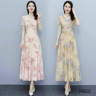Đầm maxi dự tiệc cho mẹ phong cách hàn Quốc bigsize cao cấp thiết kế dáng xòe sang trọng đẹp HN28 Nữ Dress