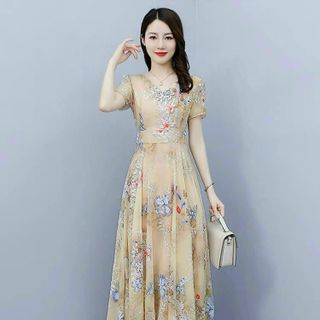 Đầm maxi dự tiệc cho mẹ phong cách hàn Quốc bigsize cao cấp thiết kế dáng xòe sang trọng đẹp HN28 Nữ Dress
