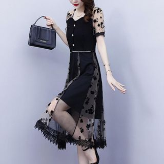 Váy trung niên cho mẹ sang trọng bigsize cao cấp dự tiệc thiết kế dáng xòe HN16 ĐỎ