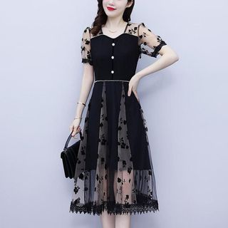 Đầm sang trong WOBE dự tiệc phong cách Hàn Quốc cao cấp co giãn bigsize dự tiệc thiết kế chữ A- HN16