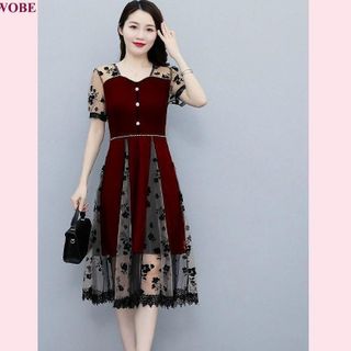 Đầm sang trong WOBE dự tiệc phong cách Hàn Quốc cao cấp co giãn bigsize dự tiệc thiết kế chữ A- HN16