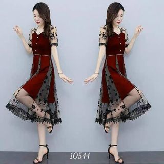 Đầm sang trong WOBE dự tiệc phong cách Hàn Quốc cao cấp co giãn bigsize dự tiệc thiết kế chữ A- HN16